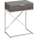 24"H Accent Table in Dark Taupe & Chrome Metal